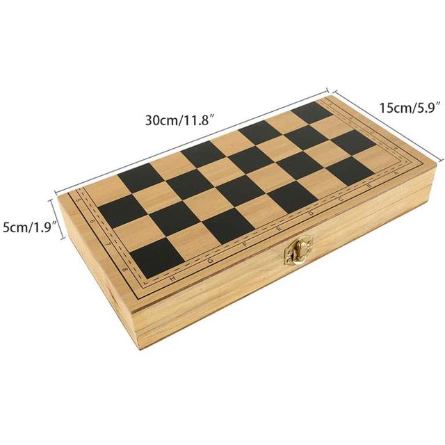 Wooden Foldable Travel Chess Board for Family & Kids, Portable Game