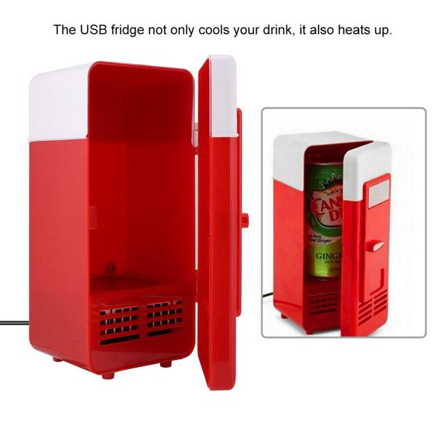 Red USB Mini Fridge Cooler Warmer - Perfect Fit for Beverage Cans