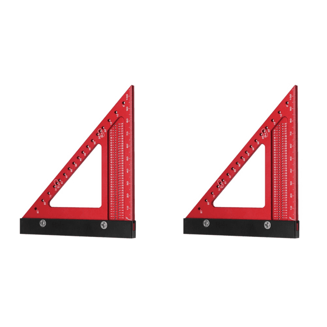 Woodworking Triangle Ruler Set Hole Aluminum Alloy Backing Measuring Layout Marking Tool