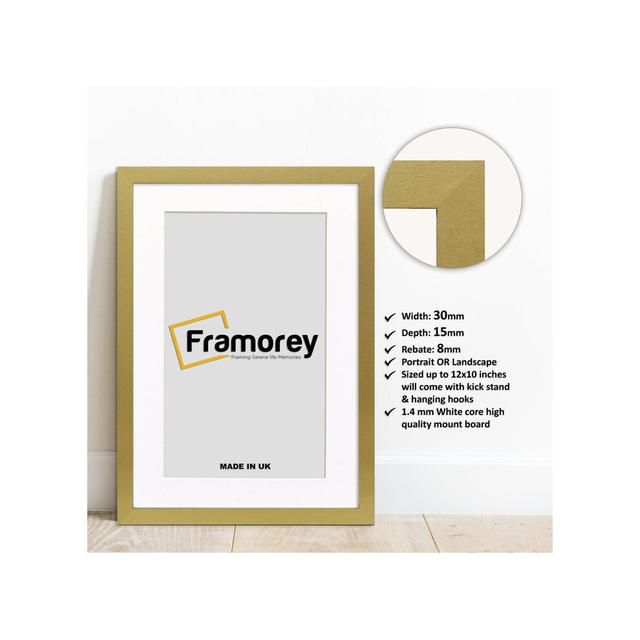 (7x5" Pic (9x7" Frame)) Gold Picture Frame Photo Frames With White Mount Wall Art Hanging Frame Home Decor Frame