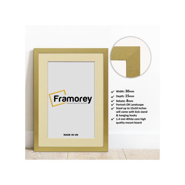 (9x7" Pic (12x10" Frame)) Gold Picture Frame Photo Frames With Ivory Mount Wall Art Hanging Frame Home Decor Frame