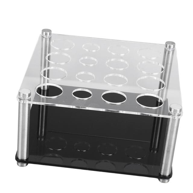 Acrylic Stainless Steel 16-Hole Chess Piece Holder 16.5x16.5x8cm