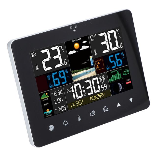 Wireless Weather Calendar Clock with Touchscreen & RF Sensor Display