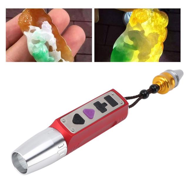 Portable Jade Flashlight USB 2000mAh UV White Yellow Light 125mm