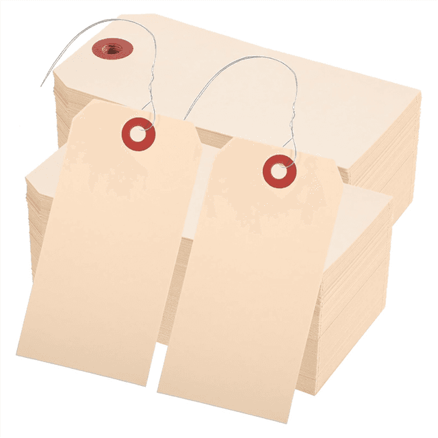 400 Pcs Wire Tags Blank Shipping Tags with Wire Manila Tags