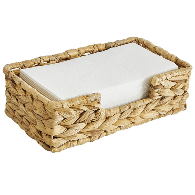 3PCS Hand Woven Rattan Tray Wicker Baskets for Tank Kitchen Home Office Water Hyacinth Storage
