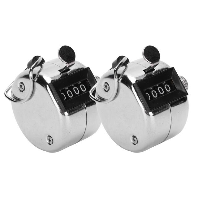 Stainless Steel Hand Tally Counter 2 Pcs 0-9999 for Workshop and Inventory