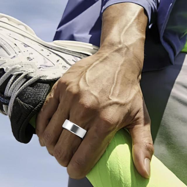 Silver Smart Ring Health Tracker, 18mAh, IP68, Size 12