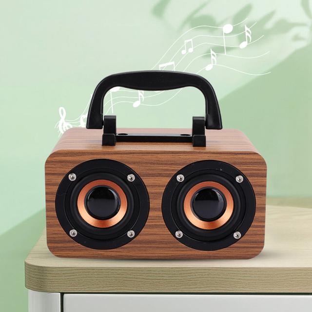 Wood Grain Retro Wireless Bluetooth Speaker Portable Music Player for Phone PC