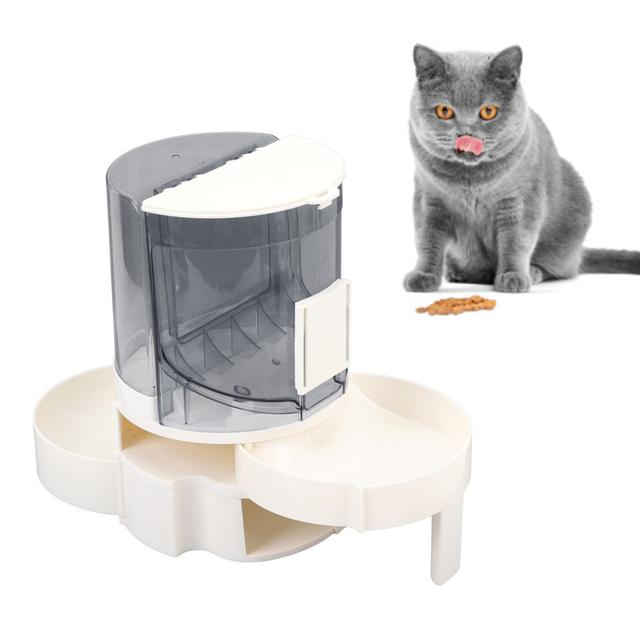 Automatic Double Layer Pet Feeder 25x17cm for Cats & Dogs Grey