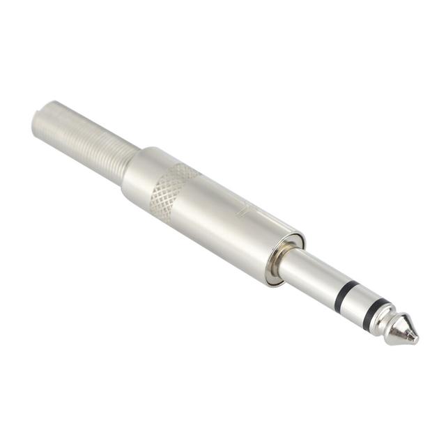 5 pcs 6.35mm Stereo Solder Audio Adapter Male Plugs, Durable Metal