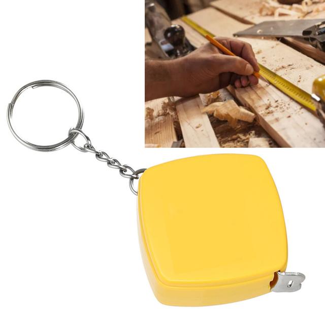 Yellow Portable Steel Measuring Tape 1m with Key Chain Carbon Steel