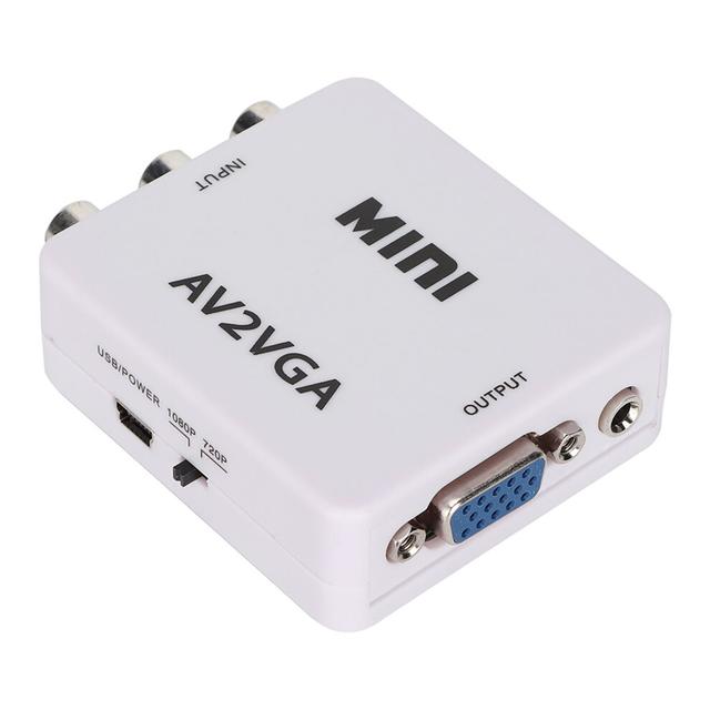 White^AV to VGA Video Converter with Noise Reduction & Auto Resolution