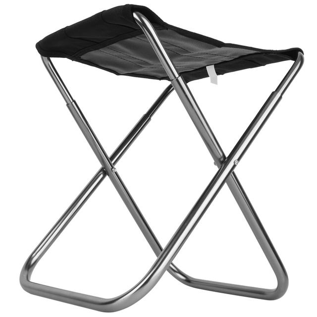 Silver Aluminum Alloy Foldable Camping Chair - Portable Fishing Stool