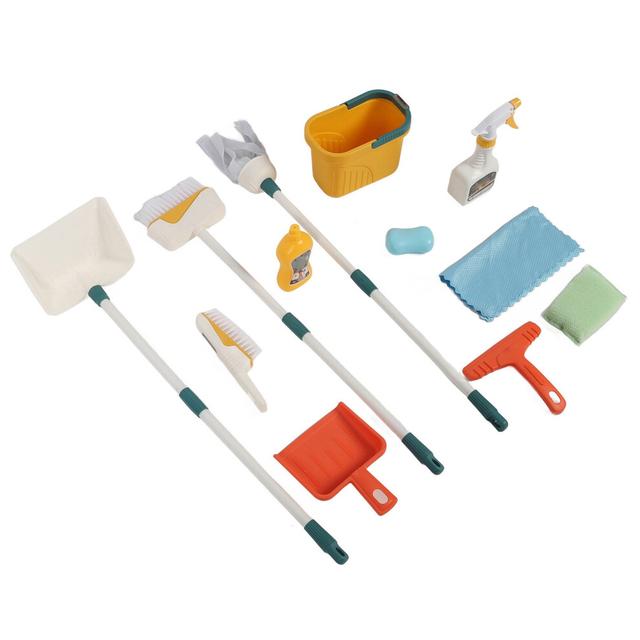 Kids Pretend Cleaning Set with Broom, Mop, Cart â ABS Housekeeping Toys