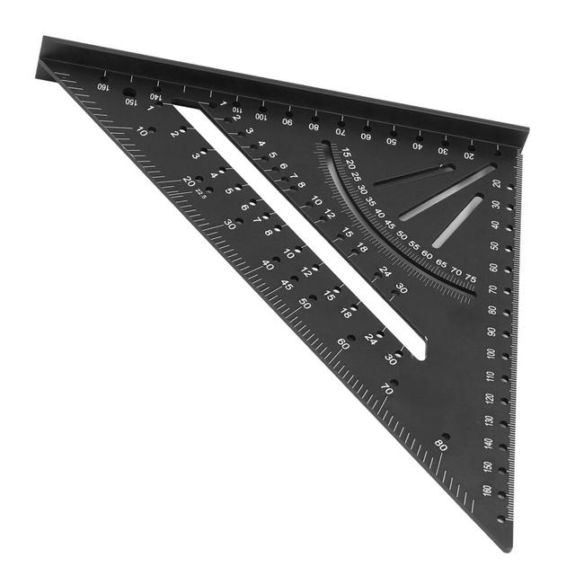 Aluminum Triangle Ruler 30 45 60 Black 300mm, Accurate Scale