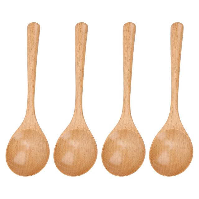 4Pcs Large Beech Wooden Spoon Set Eco Friendly, Wide 20.4cm
