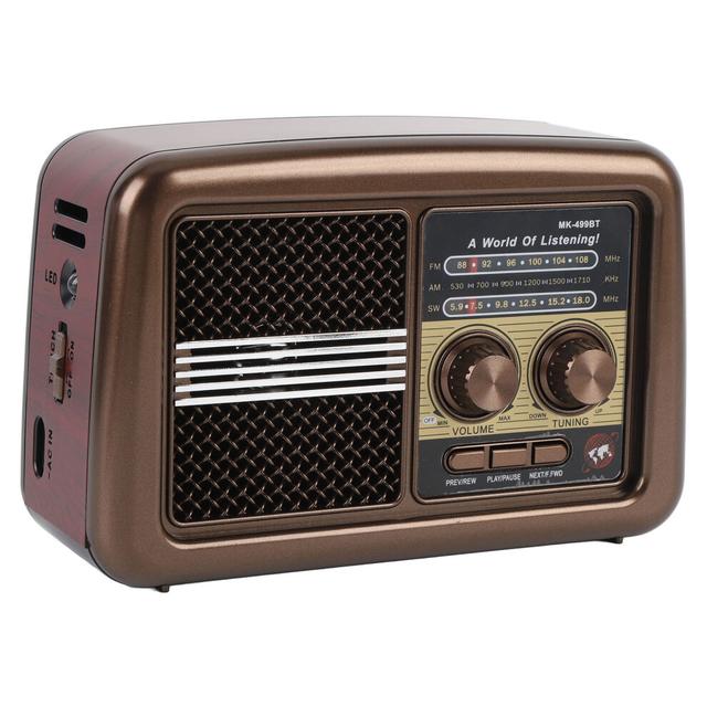 Portable AM FM SW Bluetooth Radio with 32GB Support, Red EU Plug