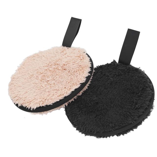 Black Khaki Round Makeup Remover Puff for Facial Cleansing and Exfoliation