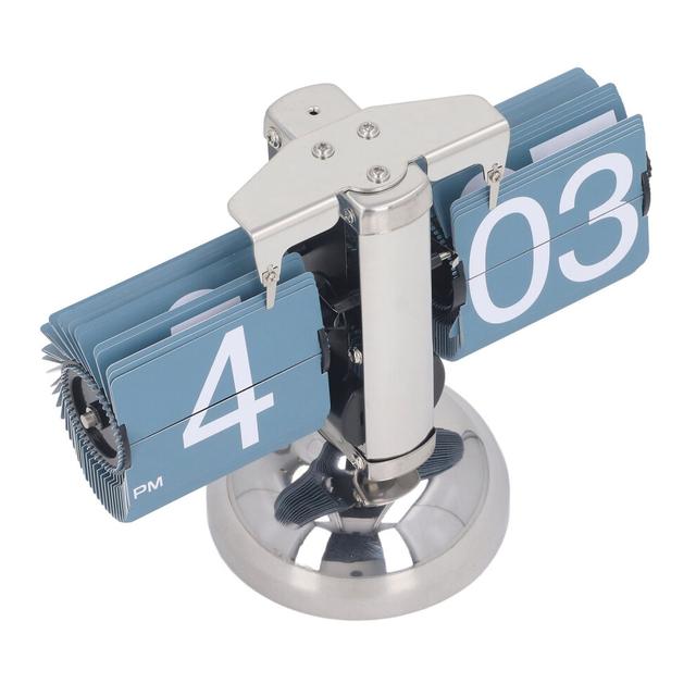 Blue Vintage Page Turning Clock, 16cm, Metal & PVC, Bucket base