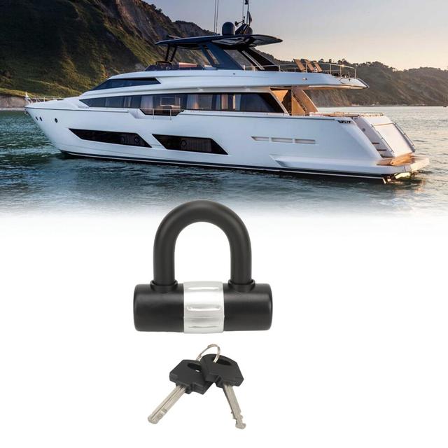 Zinc Alloy U Lock Disc Padlock for RV, Truck, Trailer - Rustproof, Portable 200mm Black