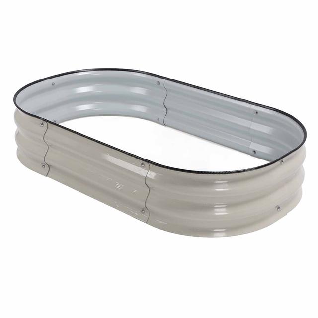 Raised Garden Bed Kit 105x60x20cm Steel Ivory White for Vegetables