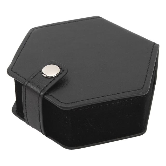 Elegant Black Hex PU Leather Dice Case Ideal for Travel & Game Nights