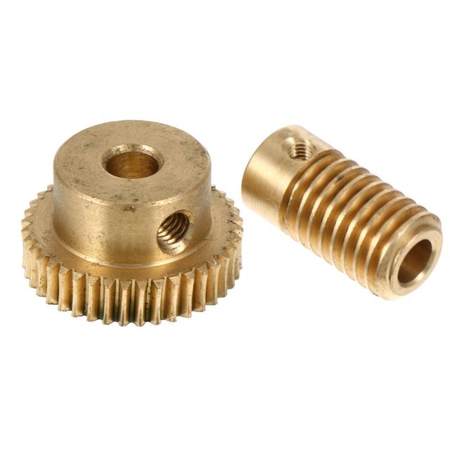 2 Pcs Copper Worm Gear Metal Worm Reducer Small Modulus Wormel