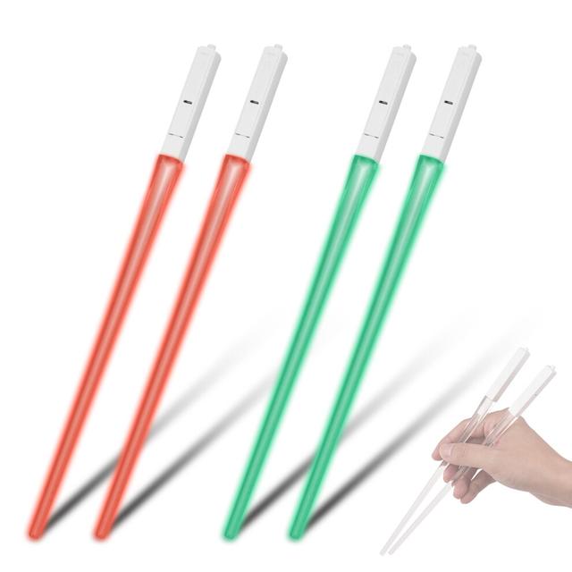 Light Up LED Lightsaber Chopsticks 2 Pairs, 9 Color Changing, Transparent ABS