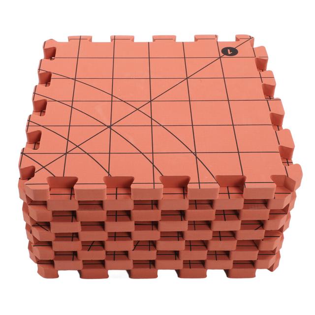 9 Pcs Knitting Blocking Mat Brick Red Interlocking
