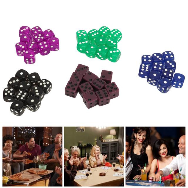 Translucent Plastic Dice Set 50PCS 0.6 Inch Rounds for Gaming and Play