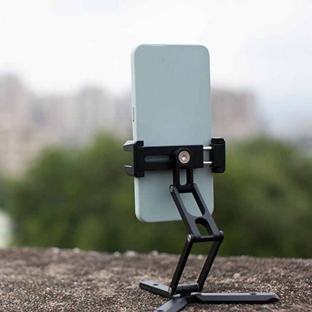 Multifunctional Aluminum Alloy Cell Phone Holder with Adjustable Tripod