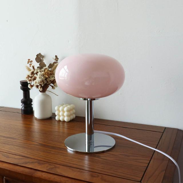 Cute Pink Bedside Table Lamp Iron Base 27x19cm Modern Nightstand Light