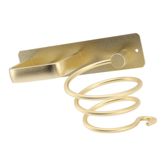 Elegant Gold Hair Dryer & Straightener Storage Rack Space Aluminum Design