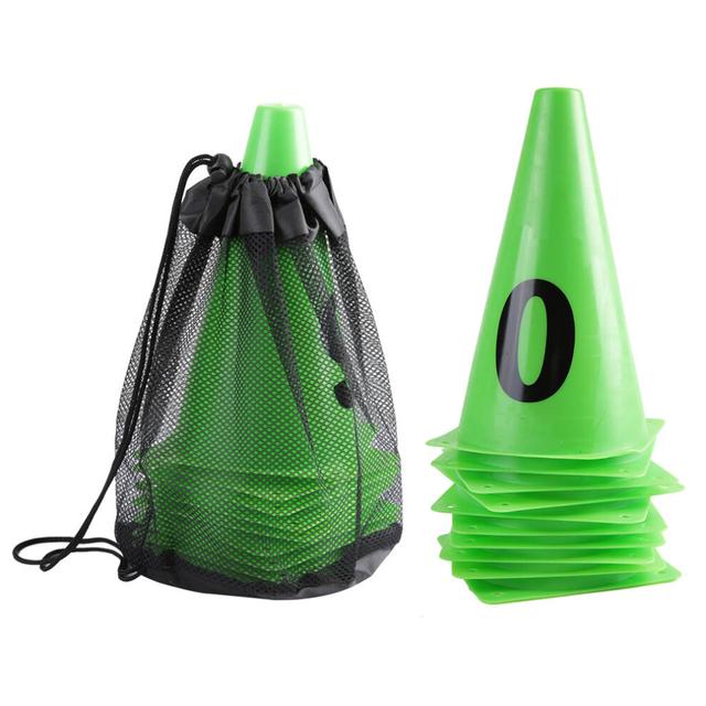 10pcs 23cm Green Soccer Training Cone Number 0-9