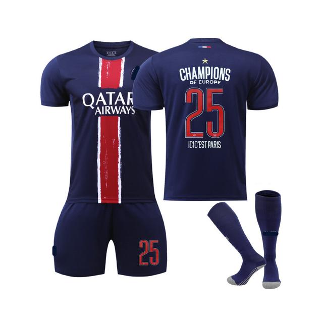 (22(120-130cm)) UEFA Champions League Paris Saint-Germain #25 Football Kits with Socks