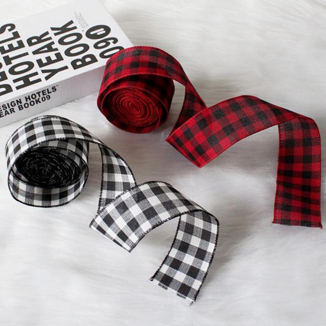 2Pcs Red Black White Linen Ribbon Roll 5m x 5cm for Crafts & Decorations