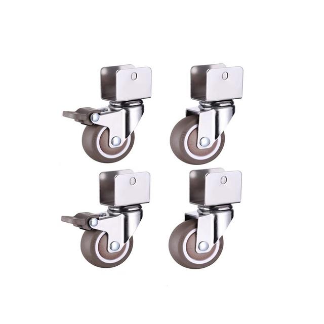 Swivel Casters 4 Pack, Soft Rubber Furniture Wheels with Brake, Durable Cabinet Rollers for Easy Mobility