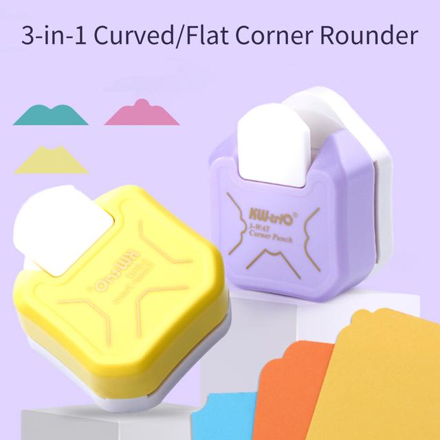 KW-trio 3-in-1 Corner Trimmer Puncher Cutter for Card, Photo, Laminate, Yellow