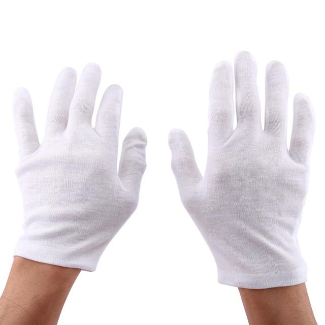 Economical 12 Pairs White Cotton Work Gloves for Delicate Handling