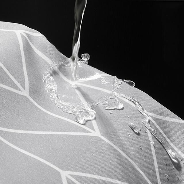 Waterproof Gray Striped Shower Curtain 200x200cm with Hooks