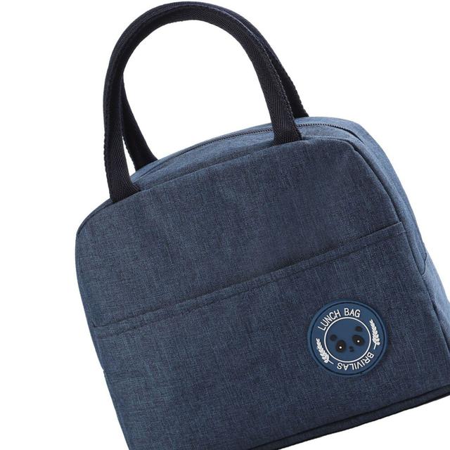 High Capacity Reusable Oxford Lunch Bag, Dark Blue, Insulated Tote