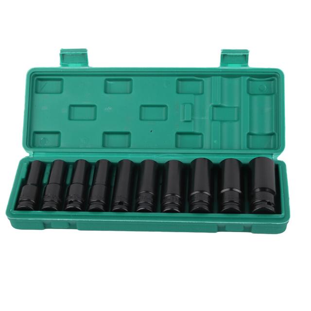 10Pcs Black Electric Wrench Socket Set Rugged High