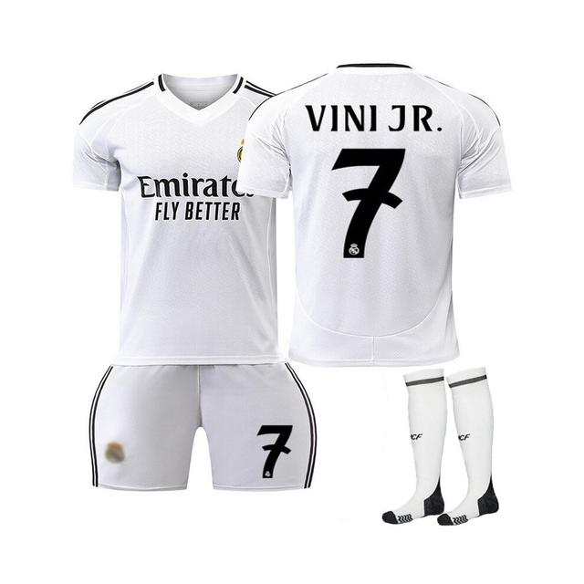 (24(130-140cm)) 24/25 Real Madrid Home #7 Vini JR Football Kits with Socks