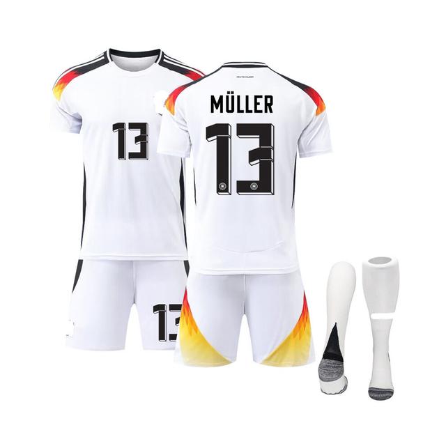 (30(160-165cm)) UEFA Euro 2024 Germany Home #13 MÃ¼ller Football Kits with Socks