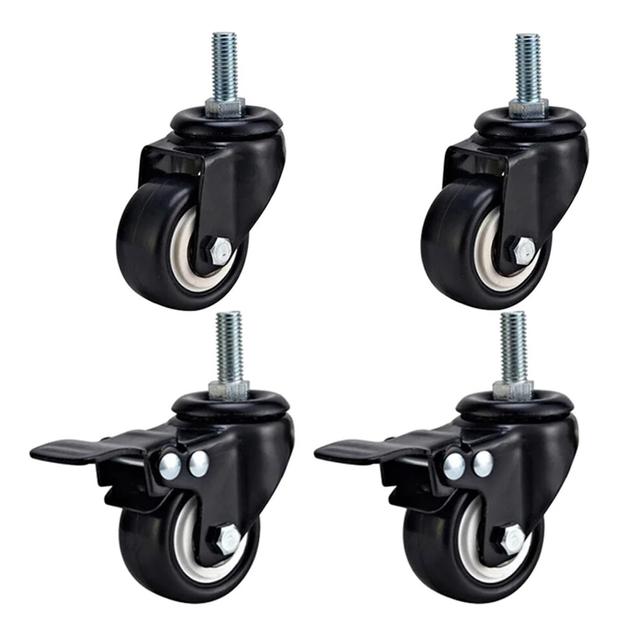 Heavy Duty Service Storage Wheels Casters for Office Chair 2 Inch Black with 2 Swivel and 2 Brake Furniture Trolley Wheels