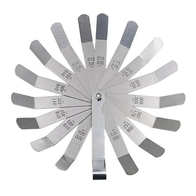 Feeler Gauge Metric 0.127-0.508mm 0.005-0.020 Inch Valve Offset Thickness Gauge Strength 16 Durable Design
