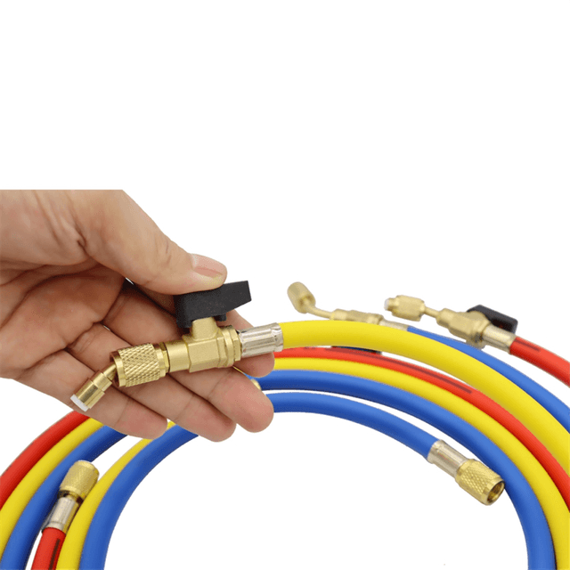 1.6M Refrigerant A/C Charging Hoses with Ball Valves HVAC 1/4In SAE