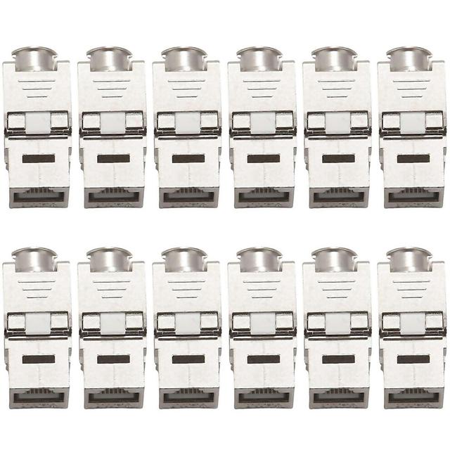 For 12 Pcs Rj45 Cat7 Zinc Alloy Network Jack Connector Adapter