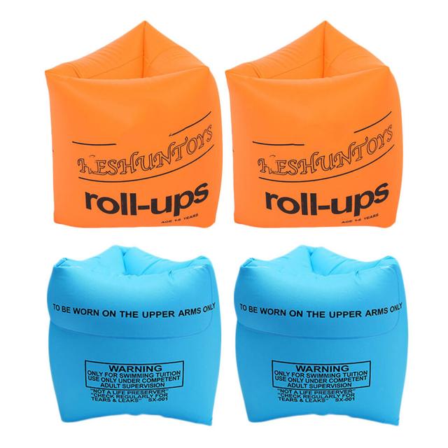 Heshuntoys Inflatable Swimming Arm Band Floaters, Blue/Orange, 2 Pack